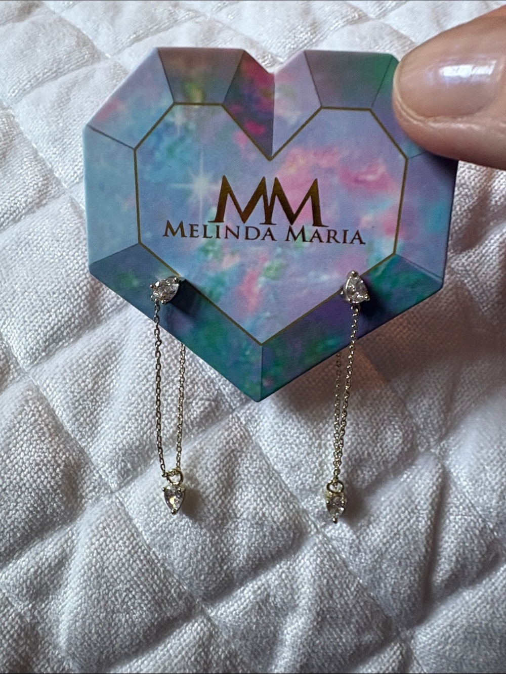 Melinda Maria Gold Chain Drop CZ Earrings